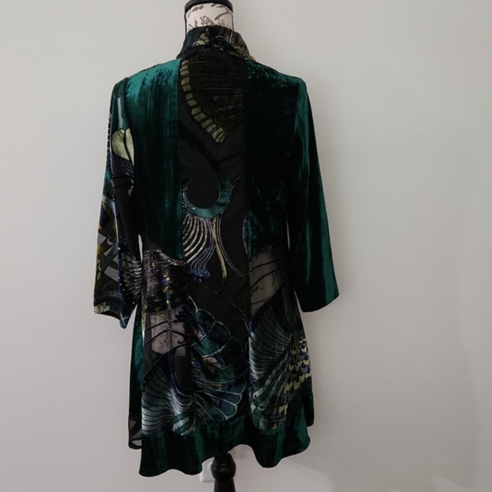 LAST CHANCE CHICO'S TRAVELER'S COLLECTION VELVET BURNOUT KIMONO JACKET DUSTER 0P - Picture 7 of 8